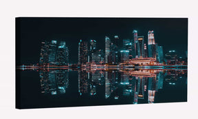 Skyscraper Reflection Buildings In Water Canvas Art