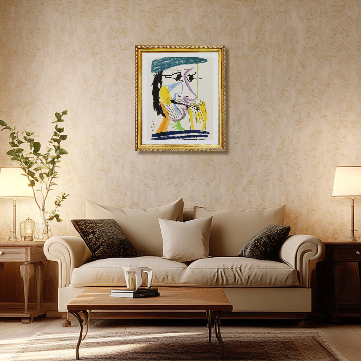 Pablo Picasso Wall Art Smoking Man Poster Framed Art