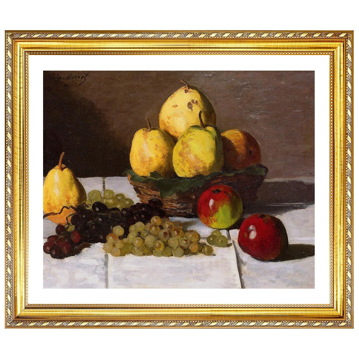 Claude Monet Wall Art Still Life With Pears And Grapes Poster Framed