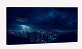 Storm Lightning In City Canvas Art