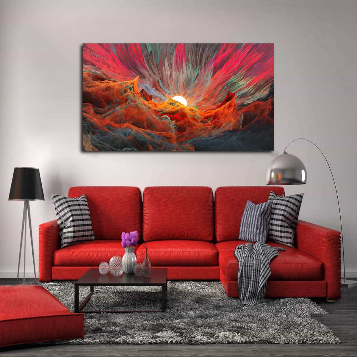 Red Sunset Canvas Art
