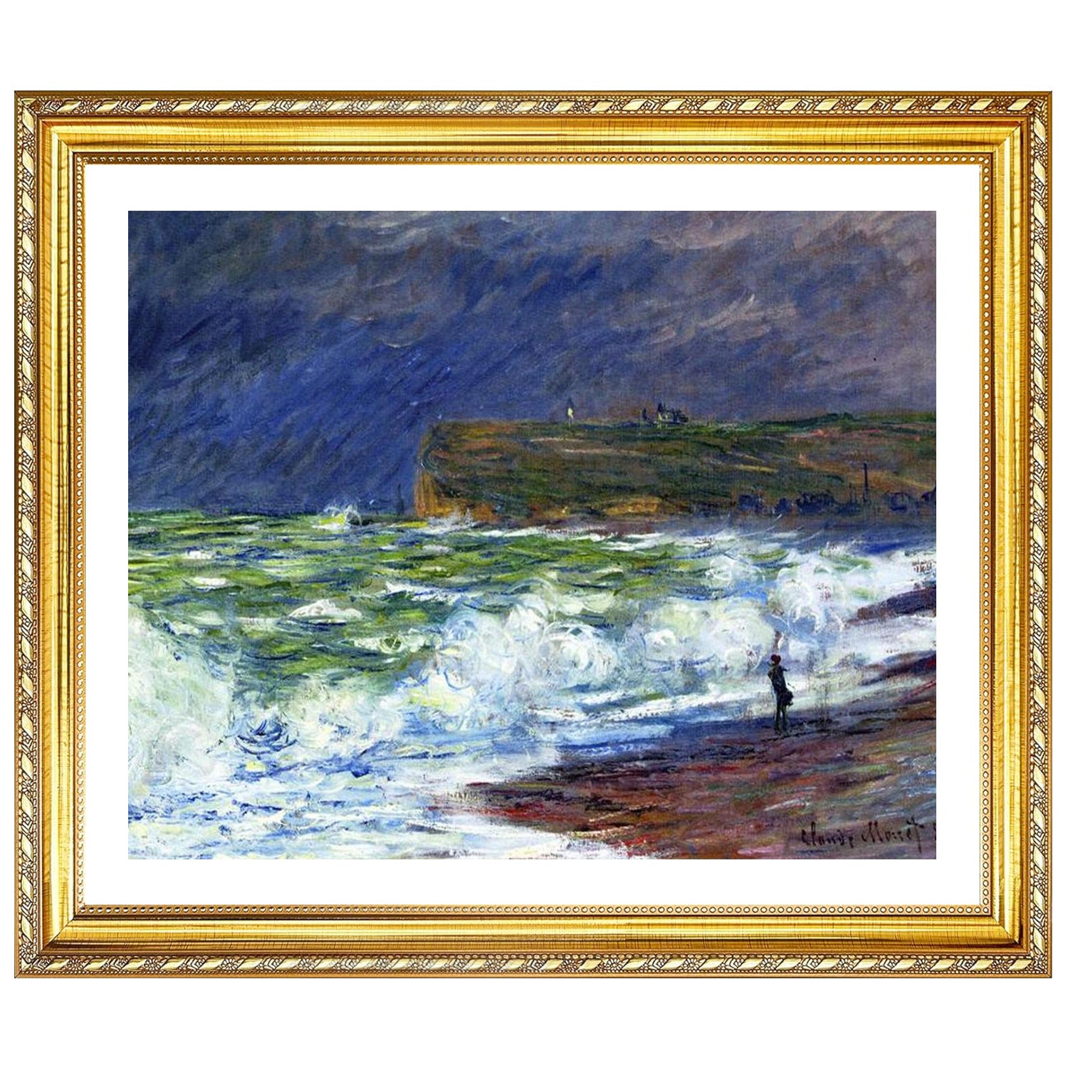 Claude Monet Wall Art The Beach At Fecamp Poster Framed