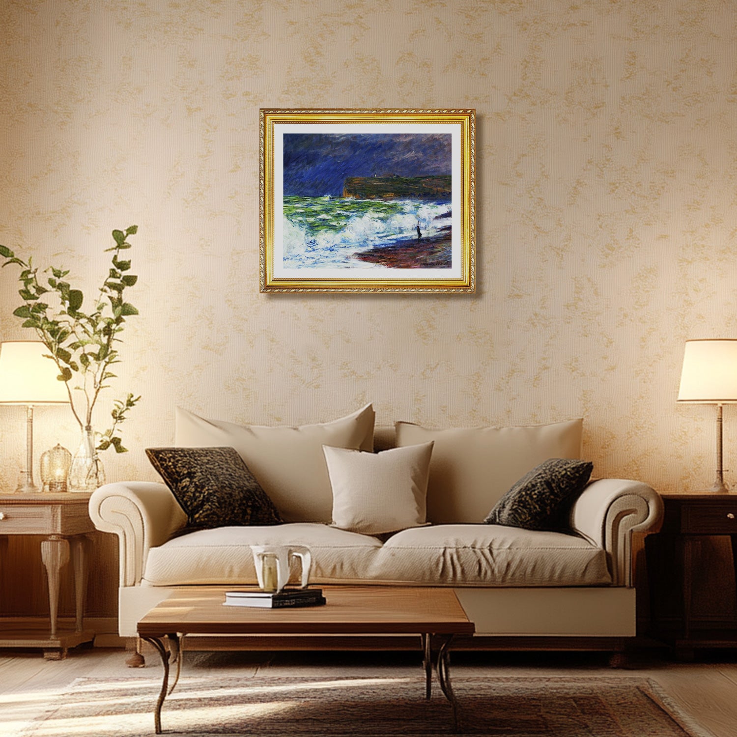 Claude Monet Wall Art The Beach At Fecamp Poster Framed