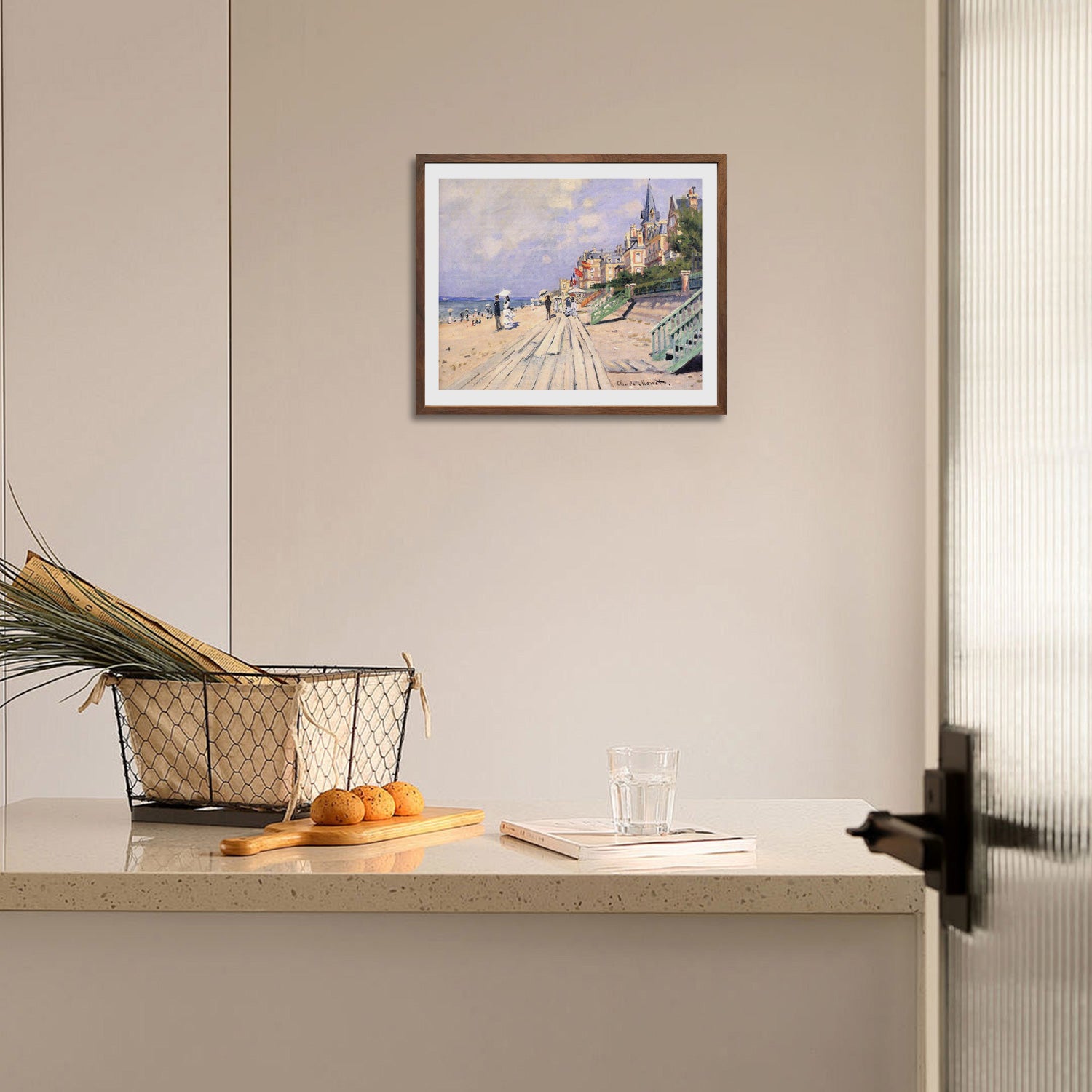 Claude Monet Wall Art The Boardwalk At Trouville Poster Framed