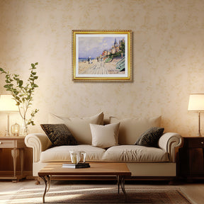 Claude Monet Wall Art The Boardwalk At Trouville Poster Framed