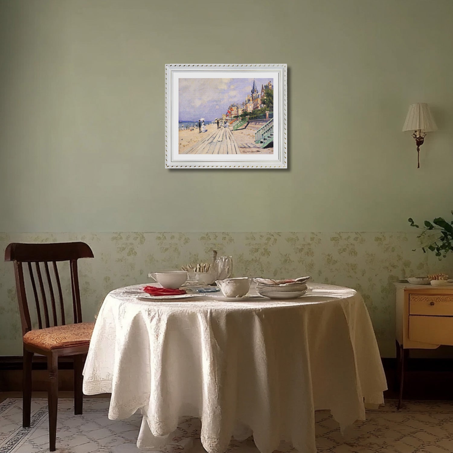 Claude Monet Wall Art The Boardwalk At Trouville Poster Framed