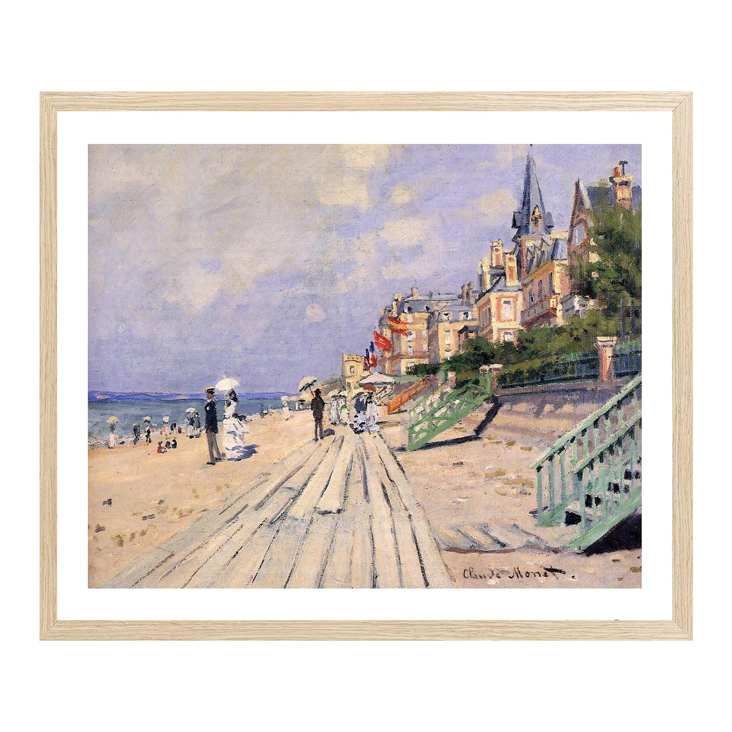 Claude Monet Wall Art The Boardwalk At Trouville Poster Framed