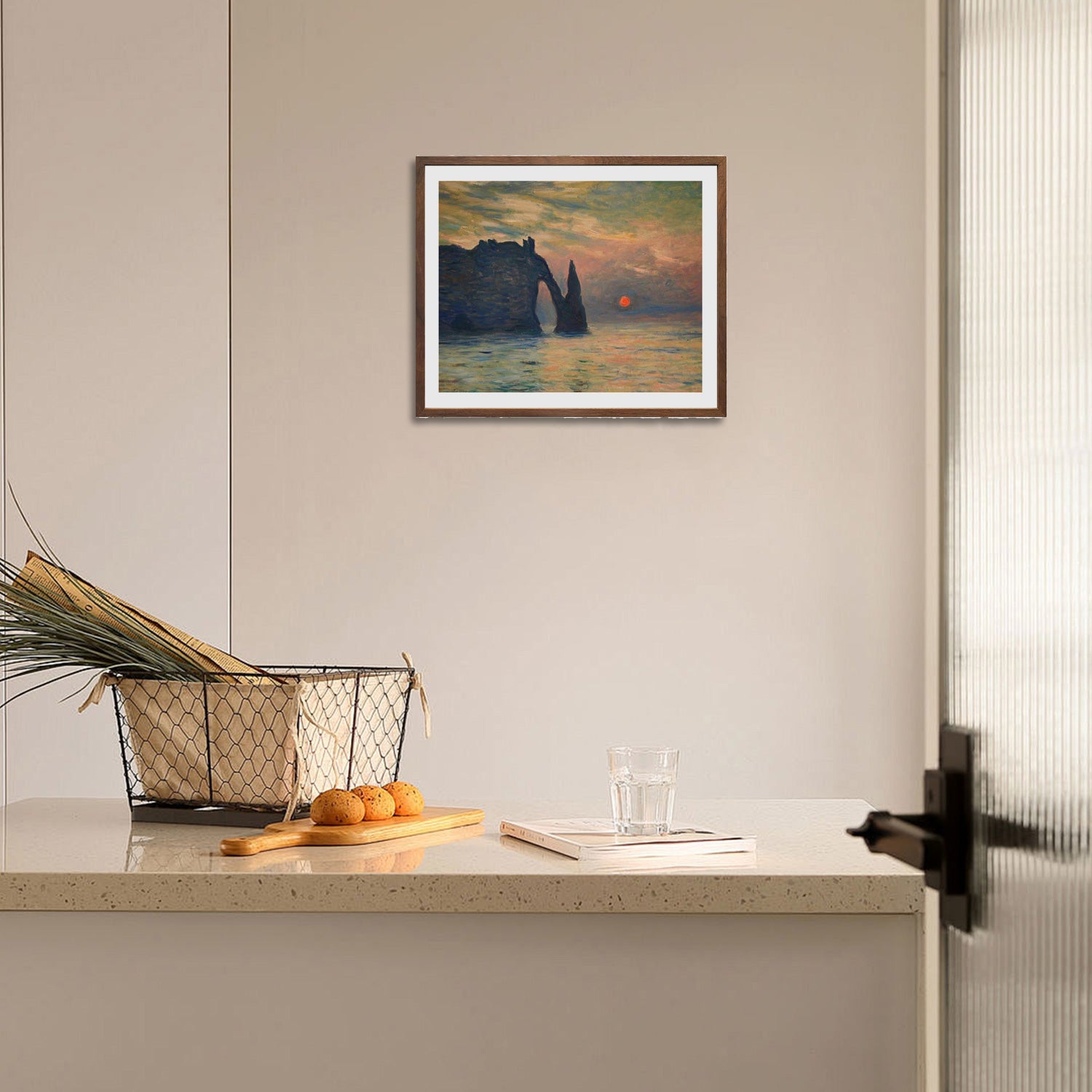 Claude Monet Wall Art The Cliff Tretat Sunset Poster Framed