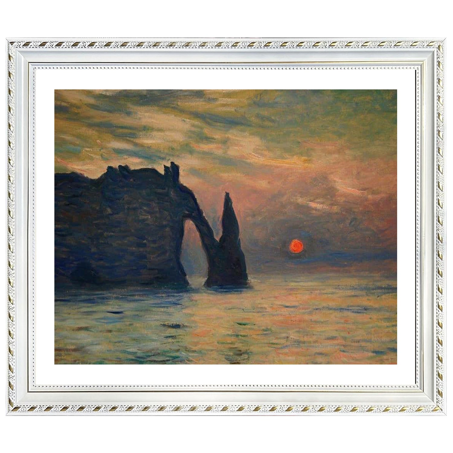 Claude Monet Wall Art The Cliff Tretat Sunset Poster Framed