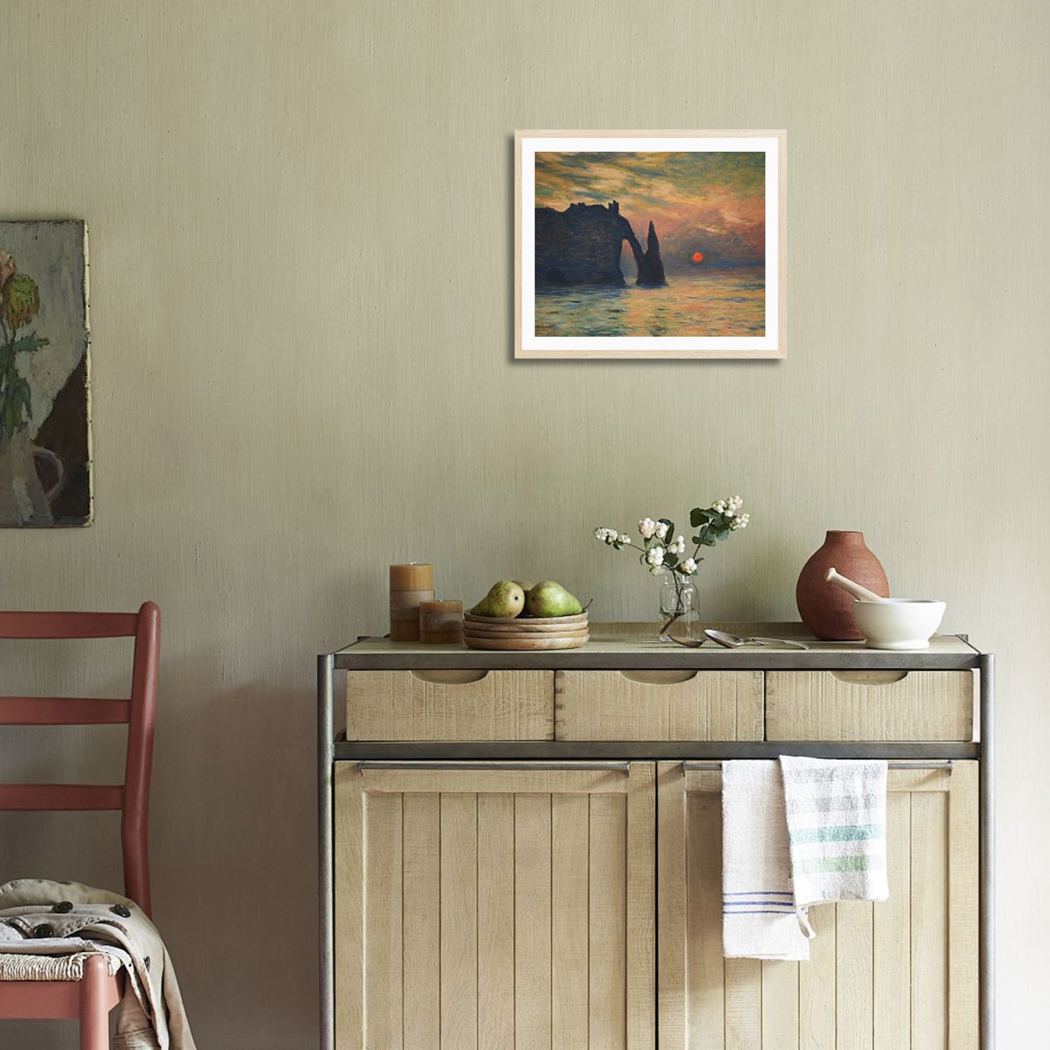 Claude Monet Wall Art The Cliff Tretat Sunset Poster Framed