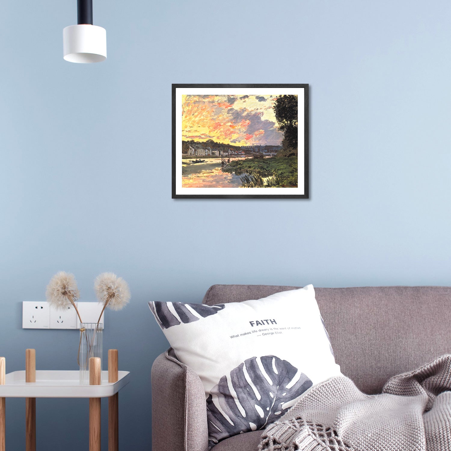 Claude Monet Wall Art The Seine At Bougival In The Evening Poster Framed