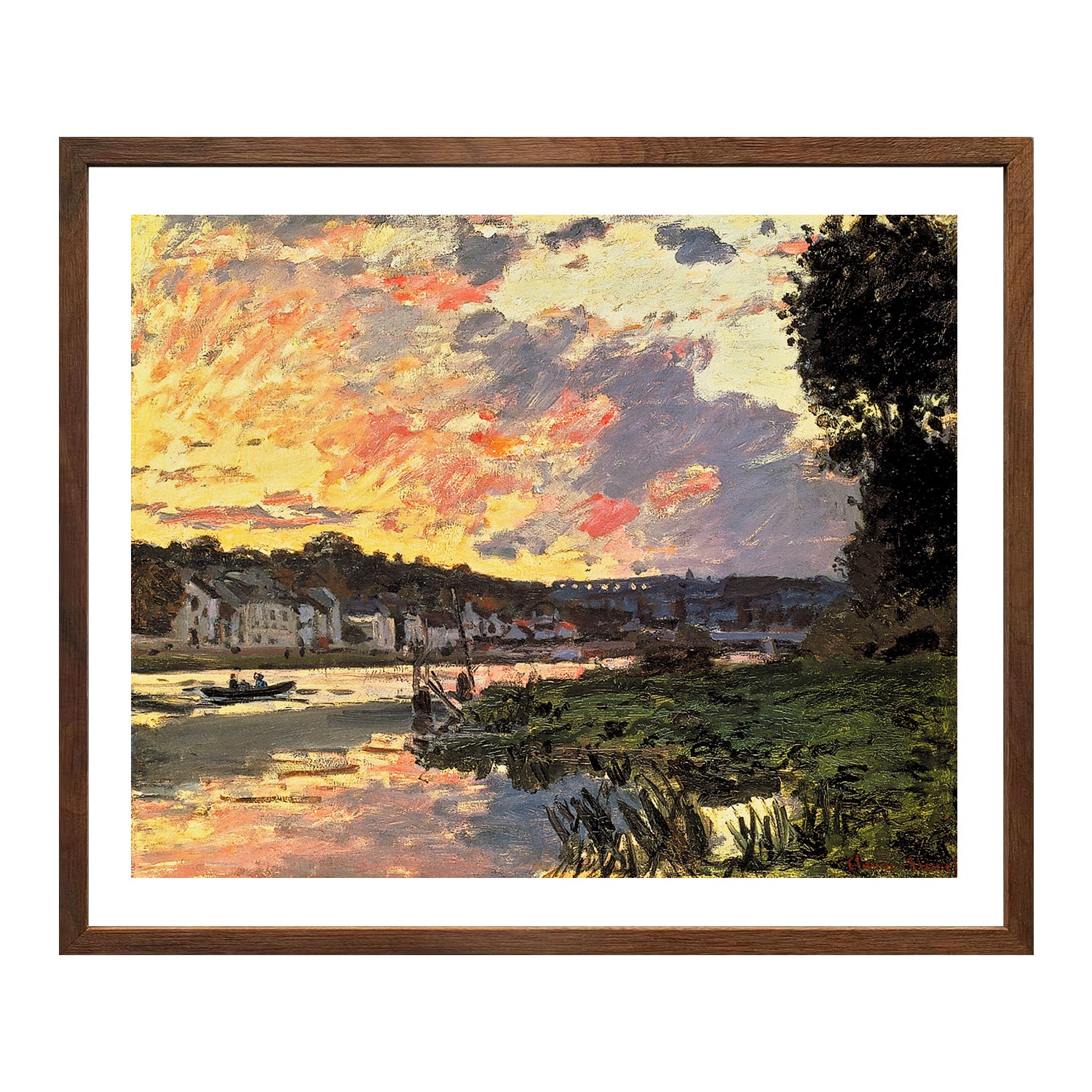 Claude Monet Wall Art The Seine At Bougival In The Evening Poster Framed