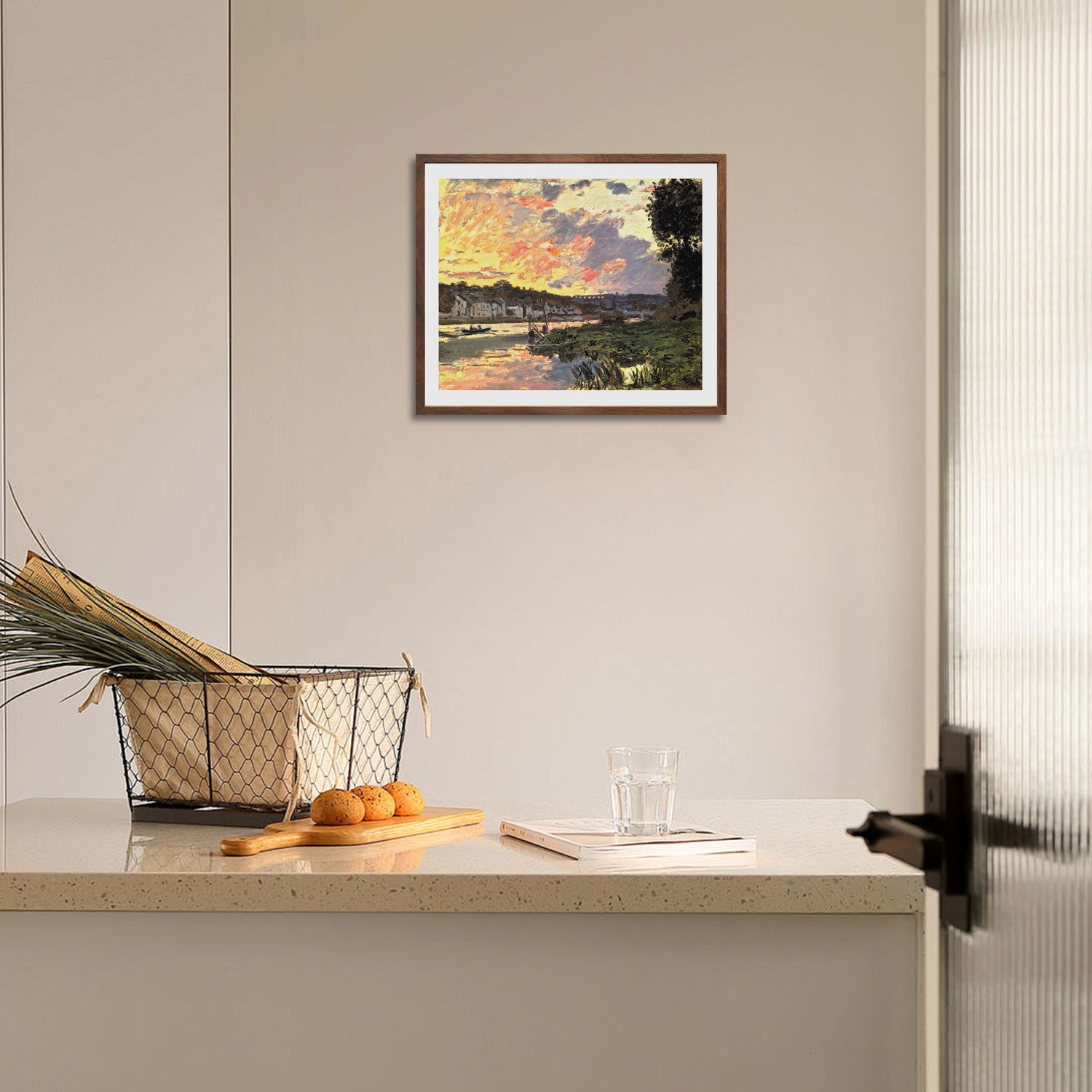 Claude Monet Wall Art The Seine At Bougival In The Evening Poster Framed