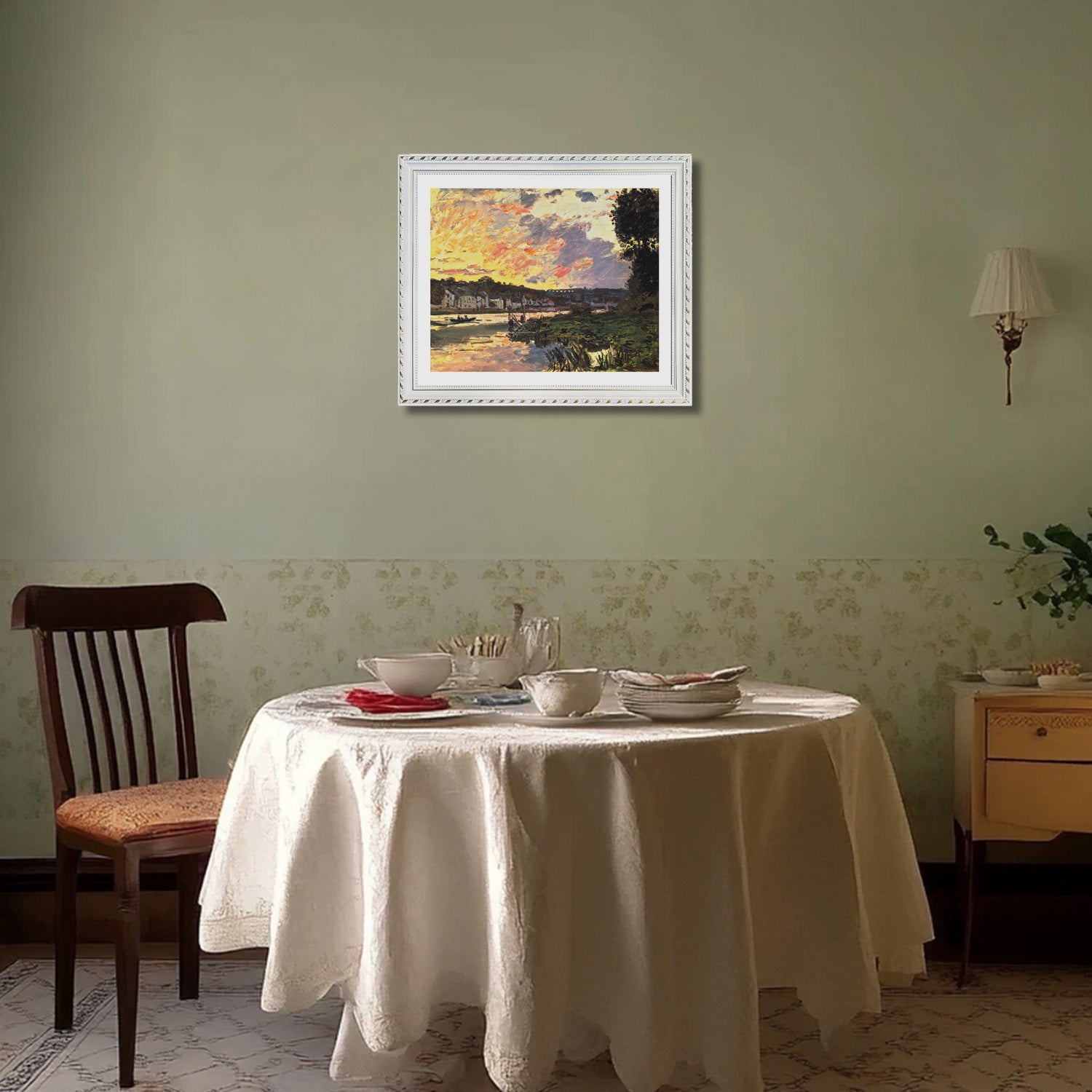 Claude Monet Wall Art The Seine At Bougival In The Evening Poster Framed