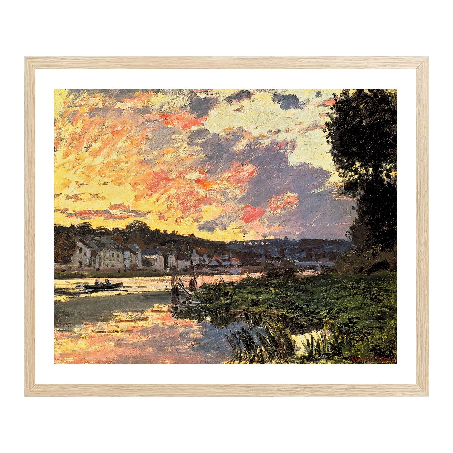 Claude Monet Wall Art The Seine At Bougival In The Evening Poster Framed