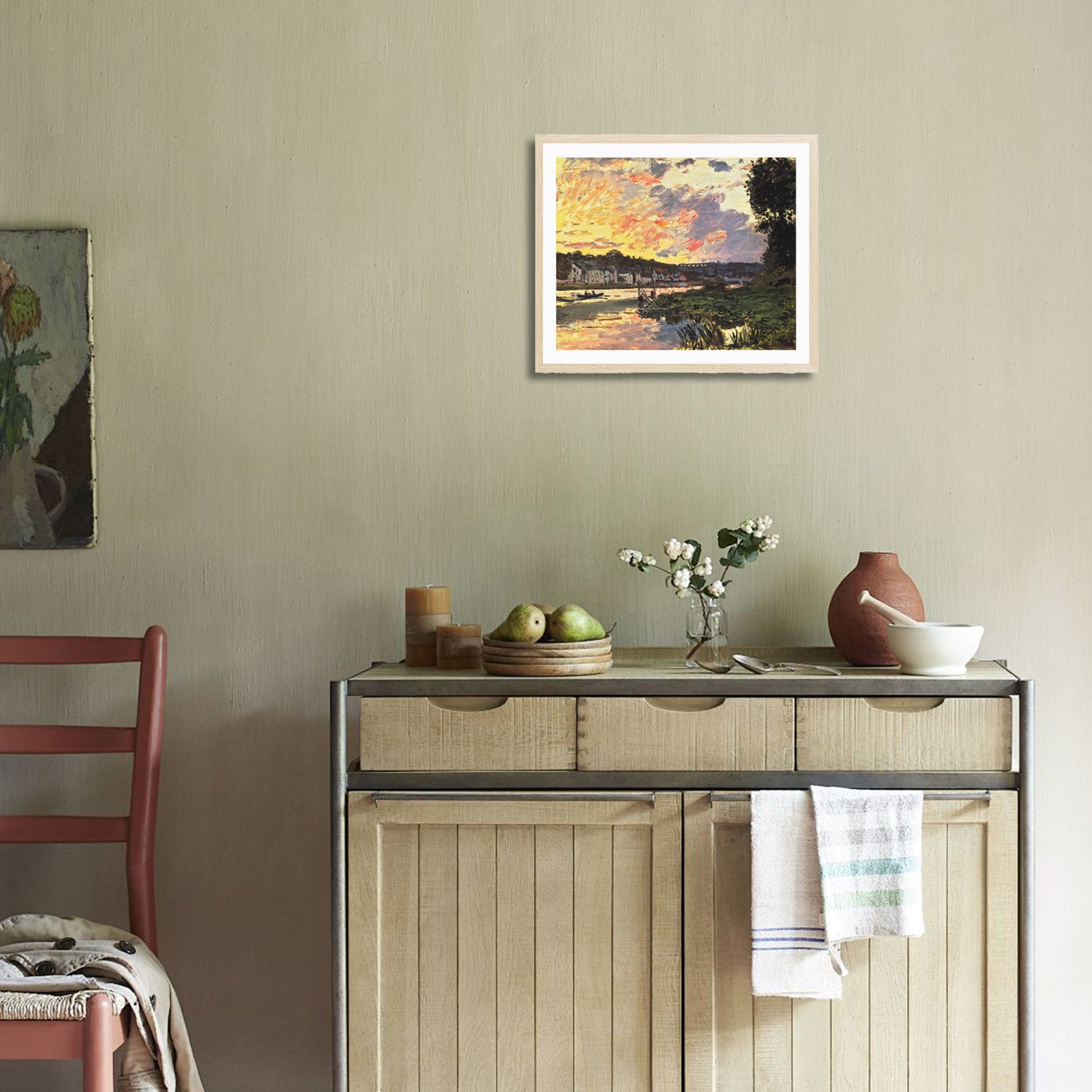 Claude Monet Wall Art The Seine At Bougival In The Evening Poster Framed