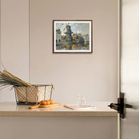 Claude Monet Wall Art The Windmill On The Onbekende Canal Amsterdam Poster Framed