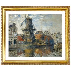 Claude Monet Wall Art The Windmill On The Onbekende Canal Amsterdam Poster Framed