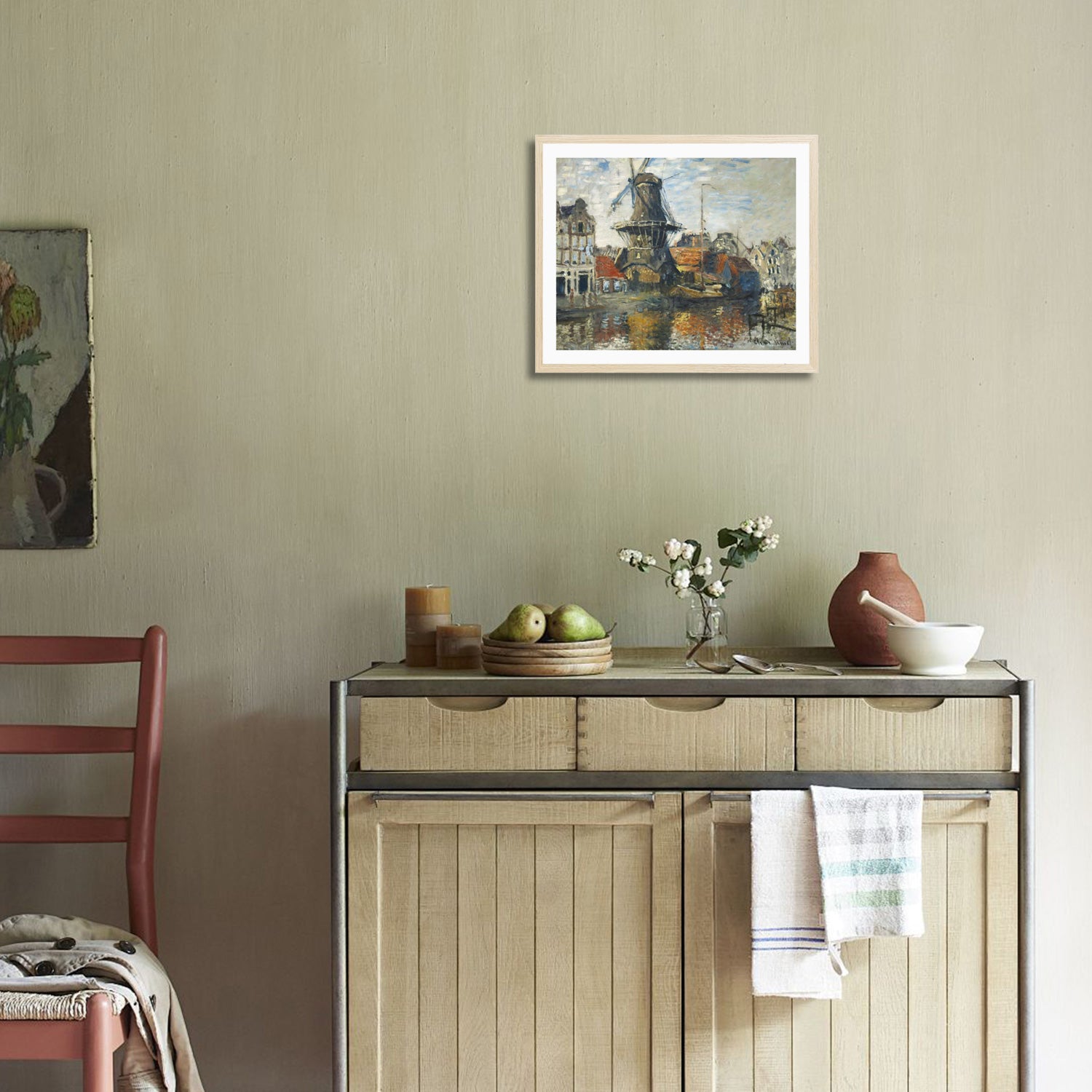 Claude Monet Wall Art The Windmill On The Onbekende Canal Amsterdam Poster Framed