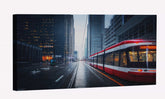 Tram In Downtown Toronto Canvas Art