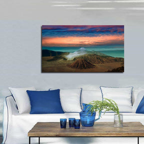 Volcano Landscape Clouds Canvas Art