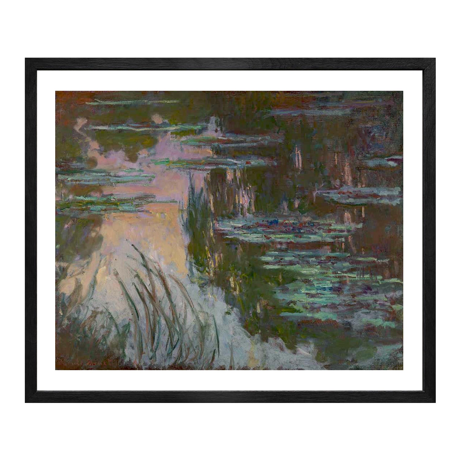Claude Monet Wall Art Water Lilies Evening Effect Poster Framed