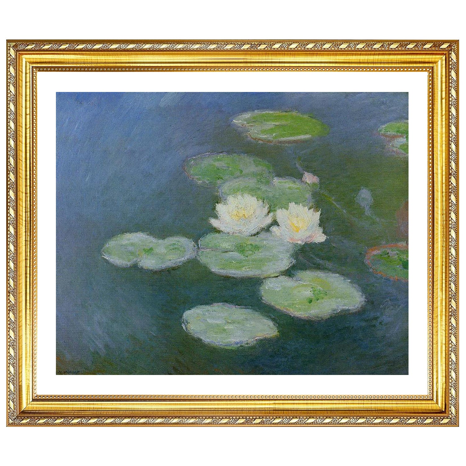 Claude Monet Wall Art Water Lilies Evening Effect Poster Framed