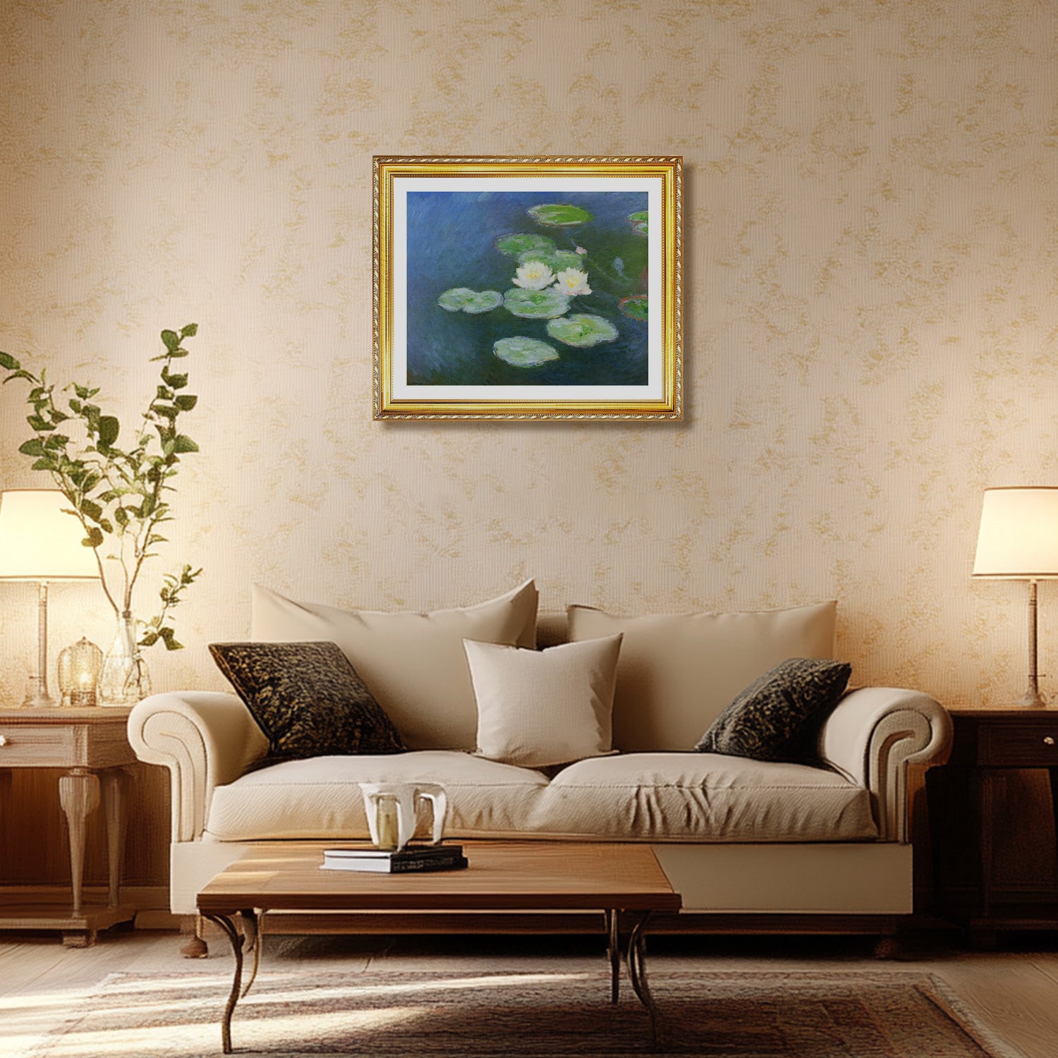 Claude Monet Wall Art Water Lilies Evening Effect Poster Framed