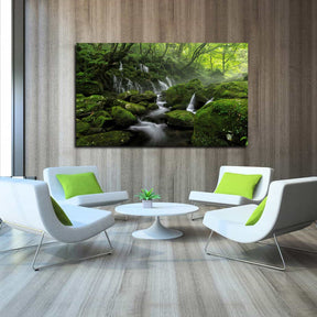 Water Steam Fog Greenery Canvas Art