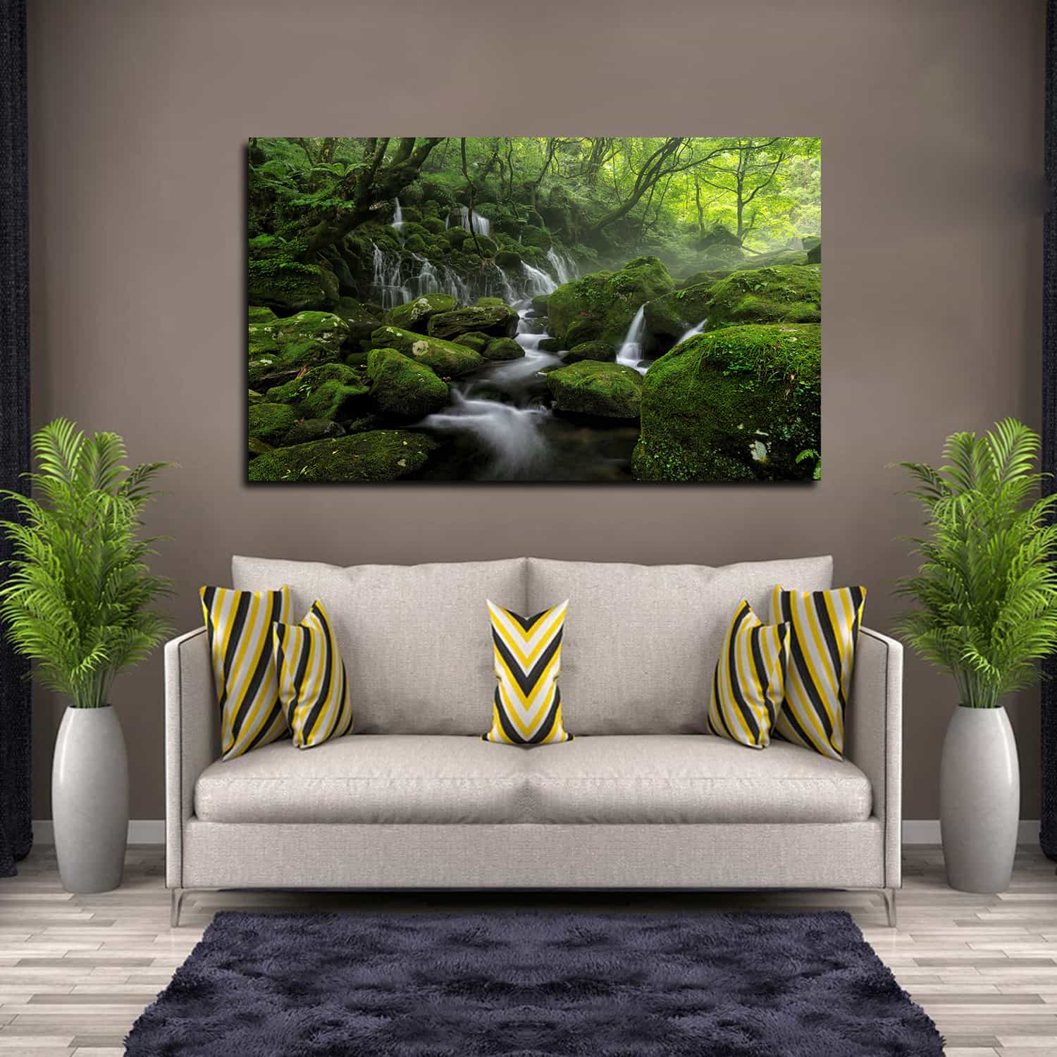 Water Steam Fog Greenery Canvas Art