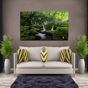 Water Steam Fog Greenery Canvas Art