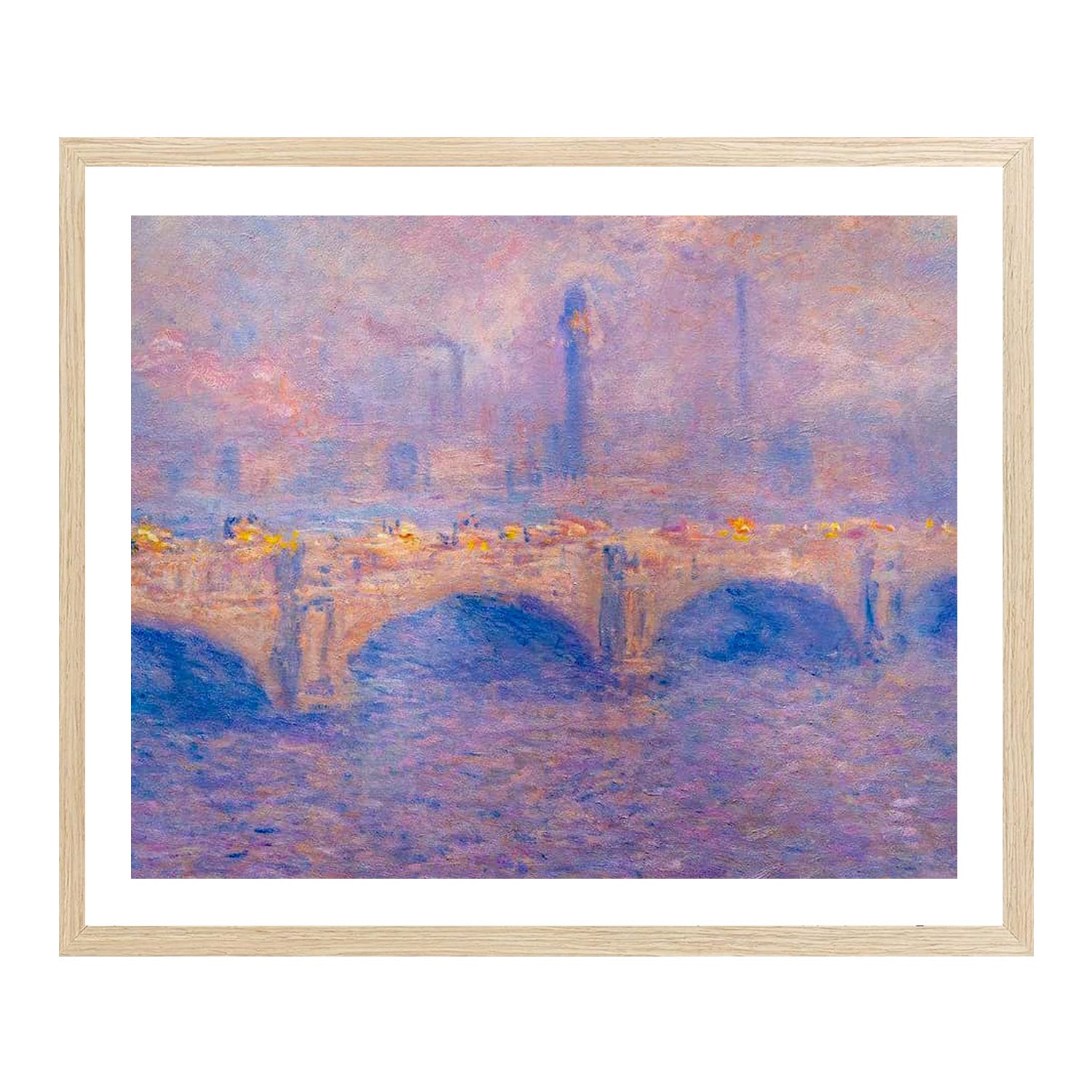 Claude Monet Wall Art Waterloo Bridge Sunlight Effect Poster Framed