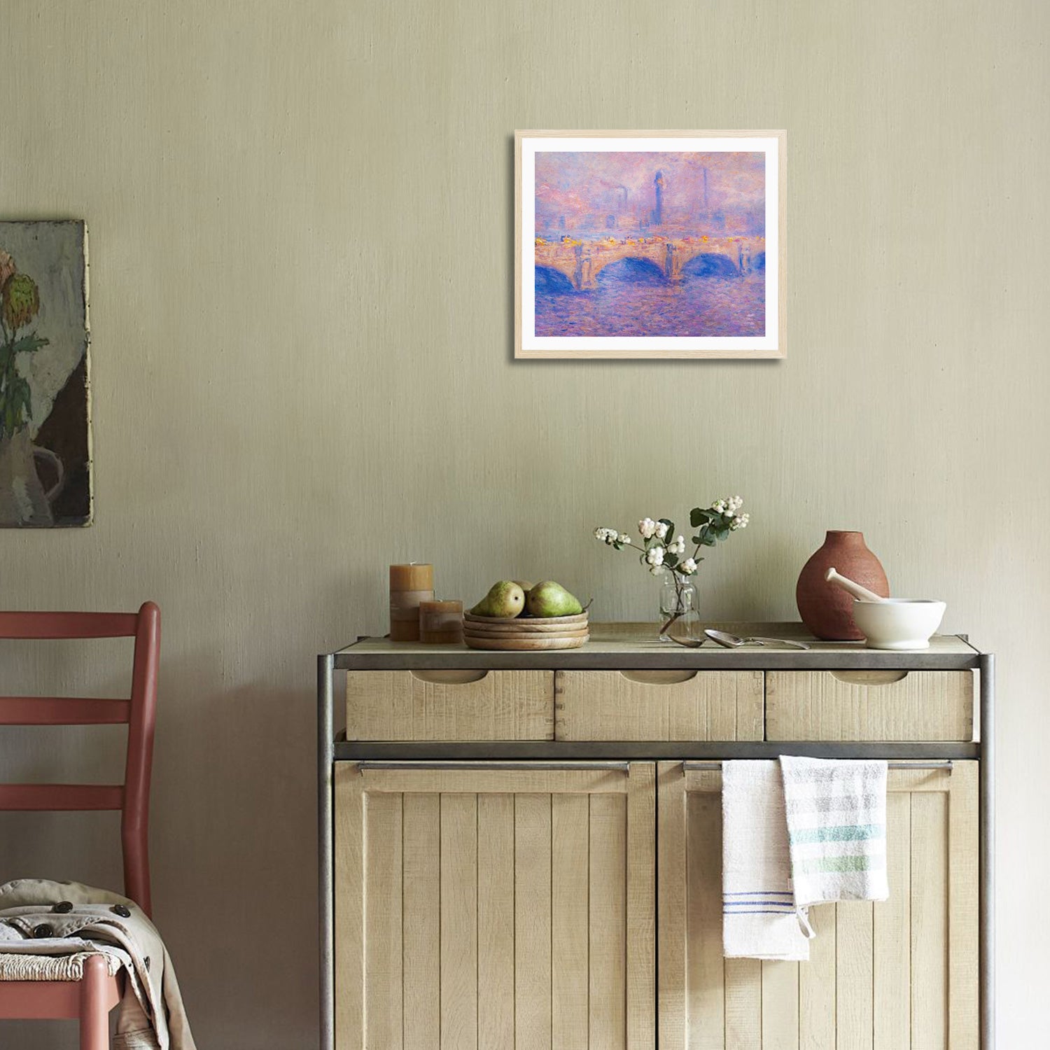 Claude Monet Wall Art Waterloo Bridge Sunlight Effect Poster Framed