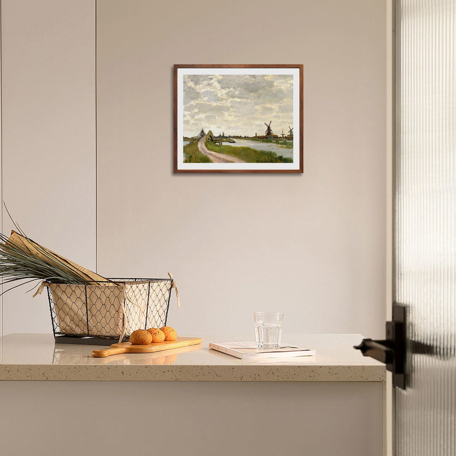 Claude Monet Wall Art Windmills At Haaldersbroek Zaandam Poster Framed