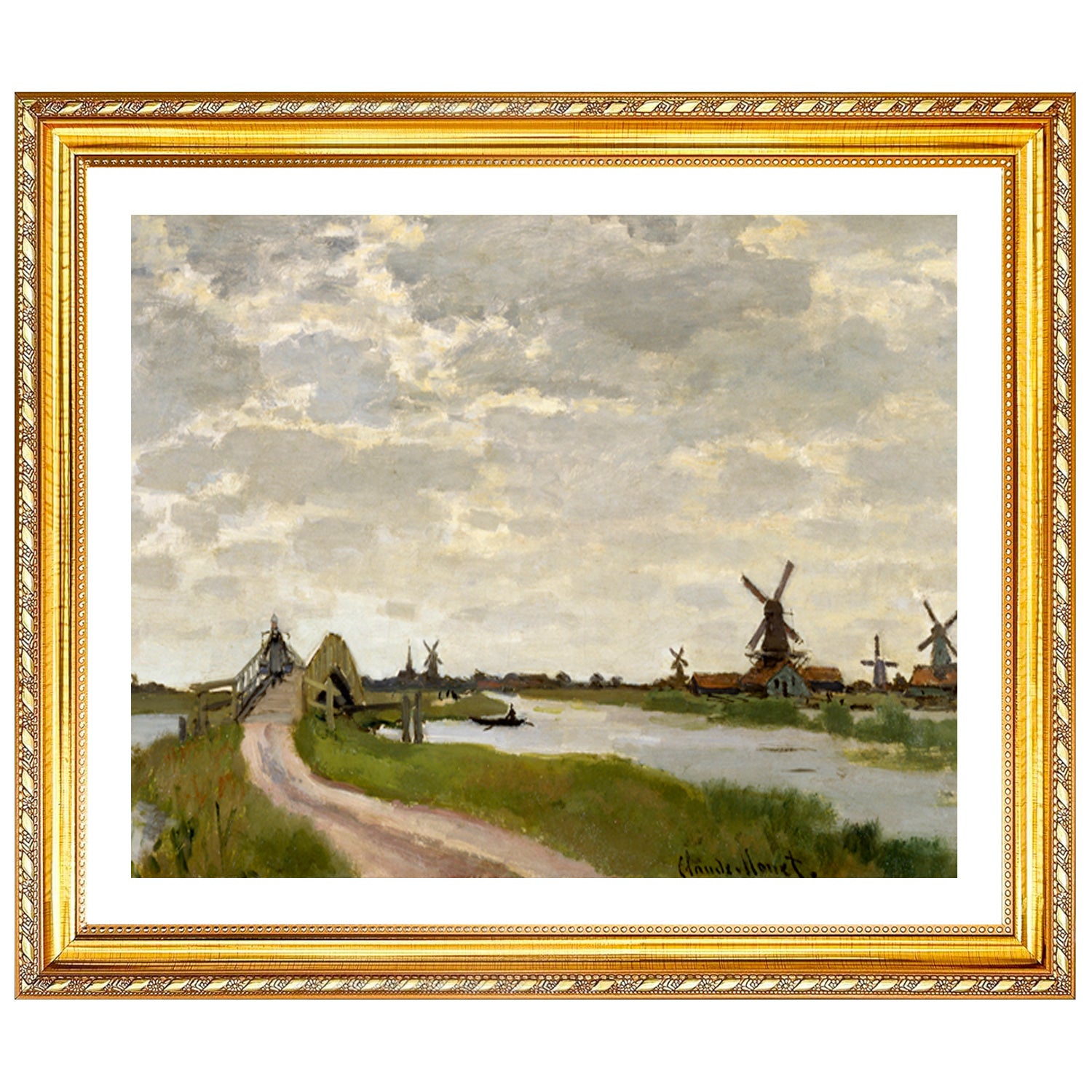 Claude Monet Wall Art Windmills At Haaldersbroek Zaandam Poster Framed