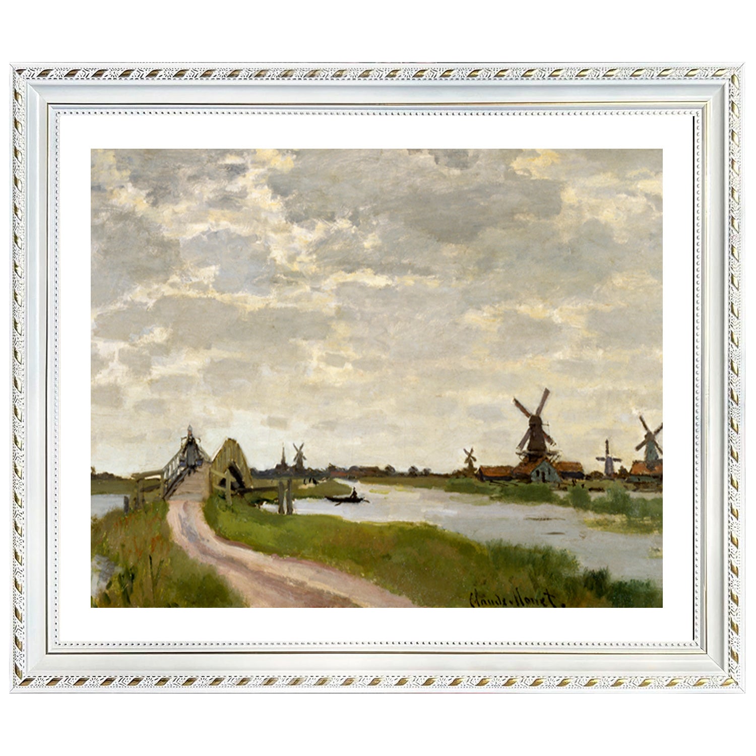 Claude Monet Wall Art Windmills At Haaldersbroek Zaandam Poster Framed