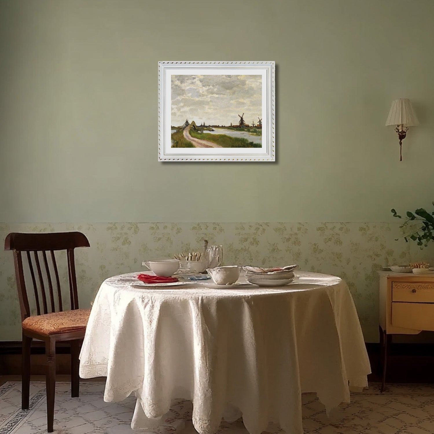 Claude Monet Wall Art Windmills At Haaldersbroek Zaandam Poster Framed