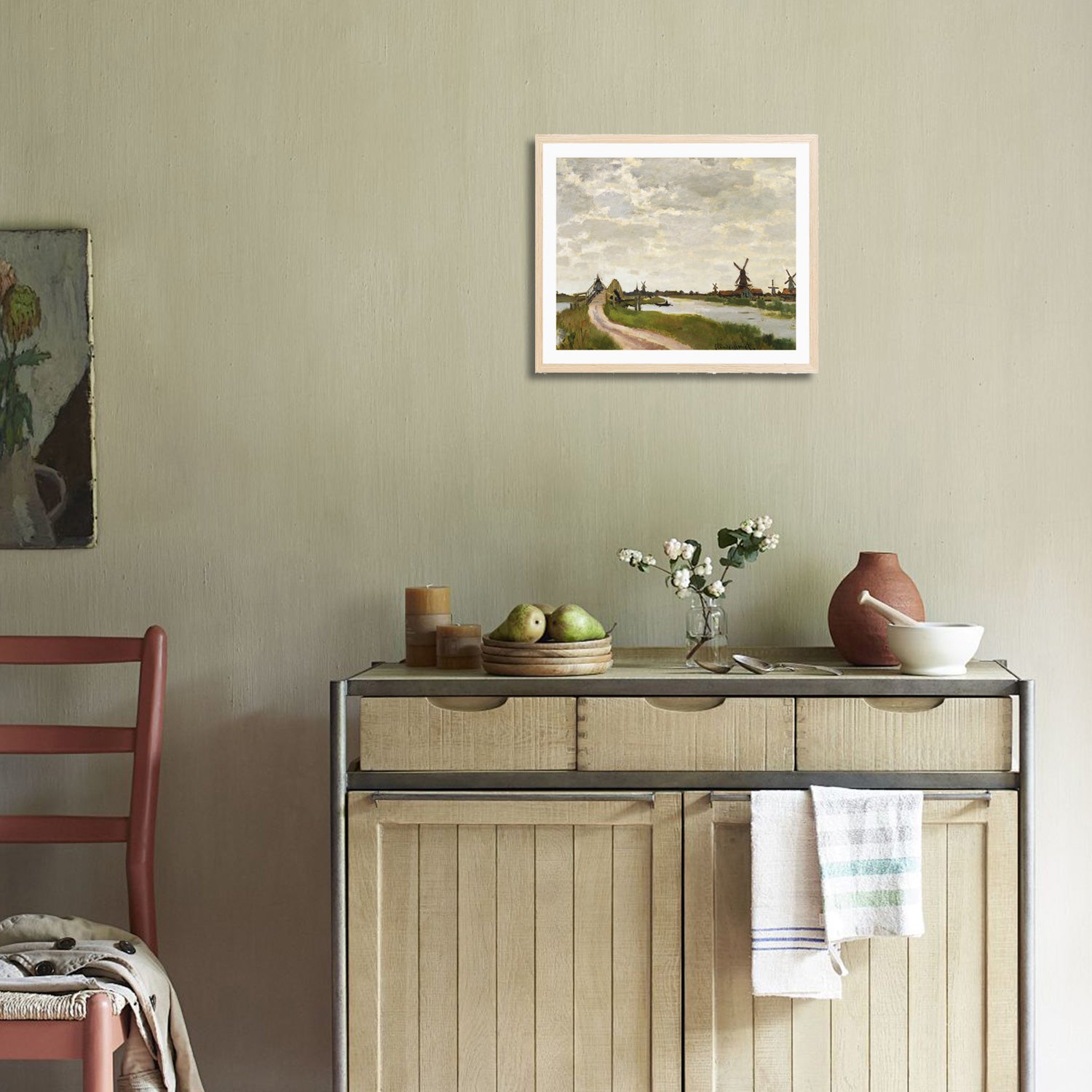 Claude Monet Wall Art Windmills At Haaldersbroek Zaandam Poster Framed