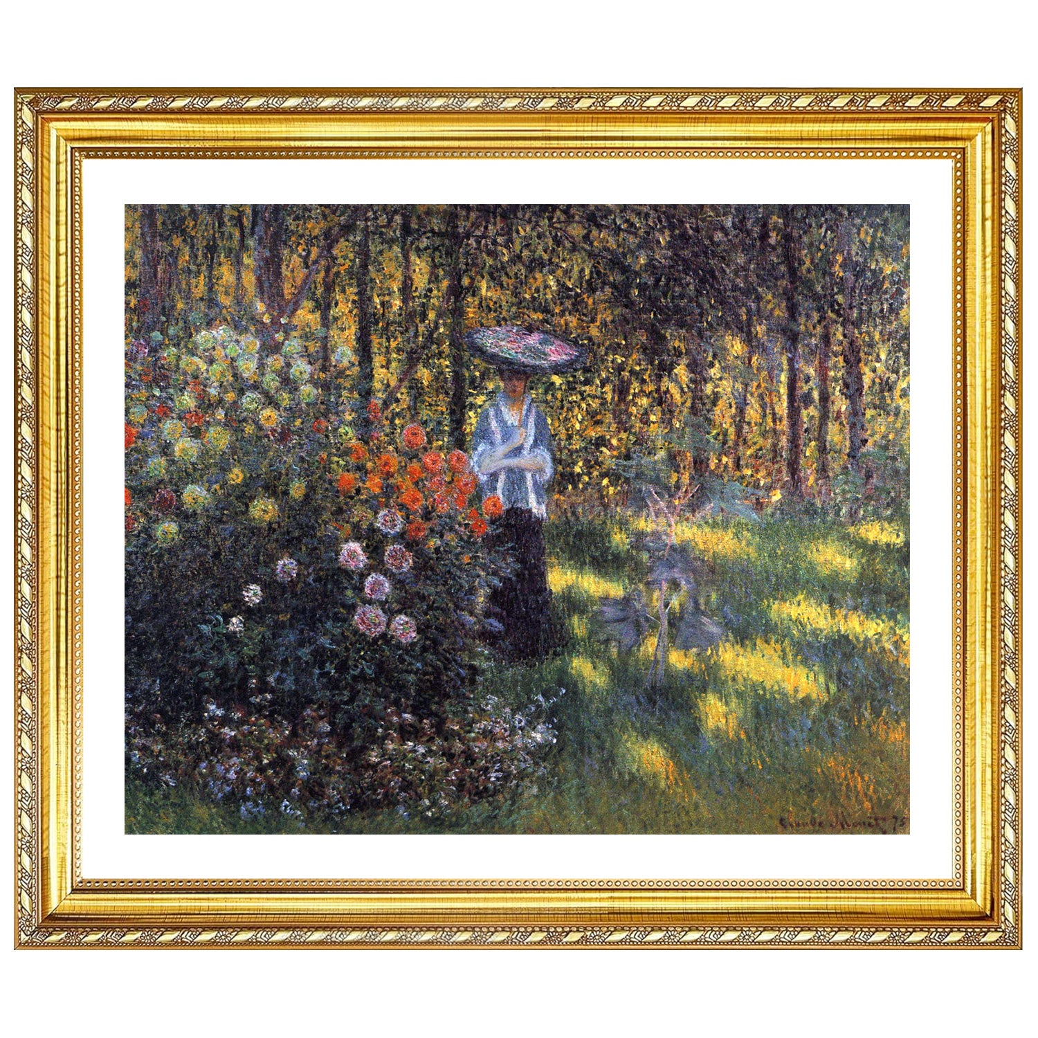 Claude Monet Wall Art Woman With A Parasol In The Garden In Argenteuil Poster Framed