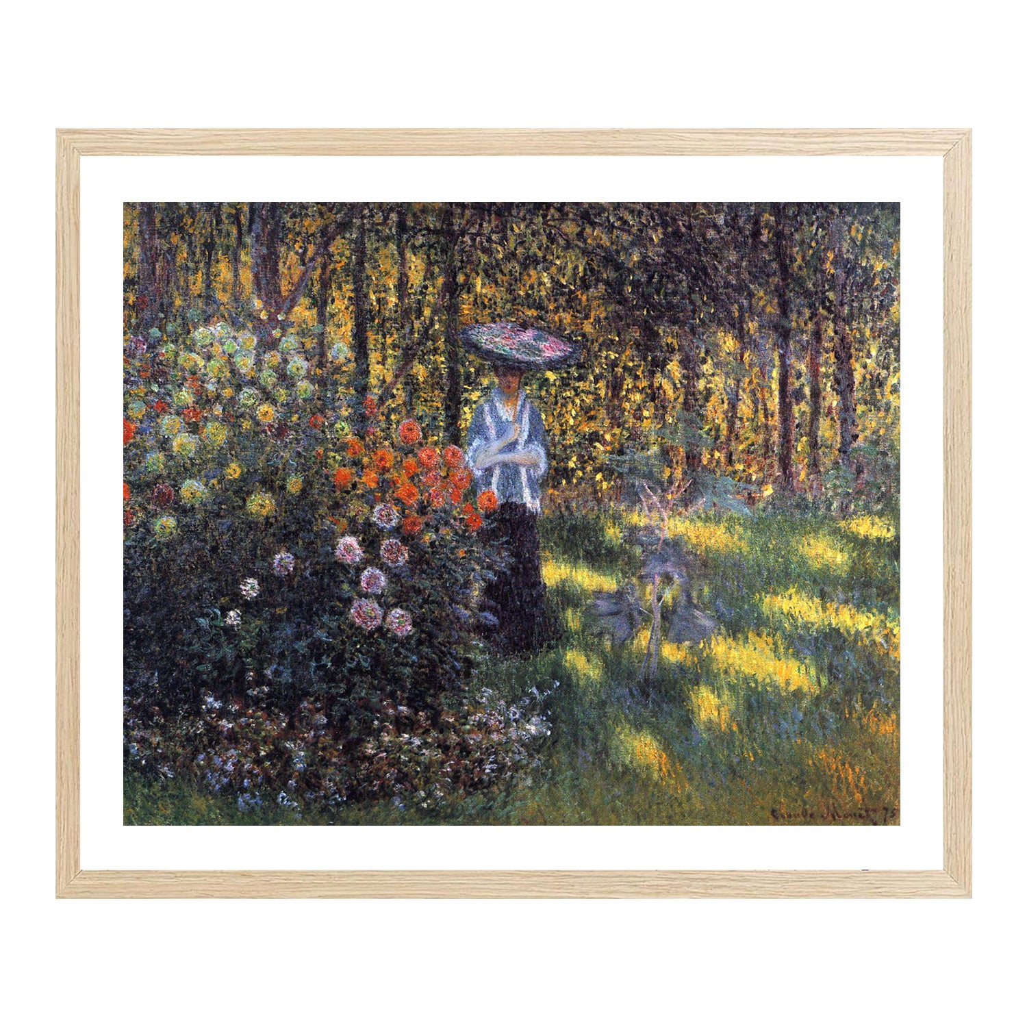 Claude Monet Wall Art Woman With A Parasol In The Garden In Argenteuil Poster Framed