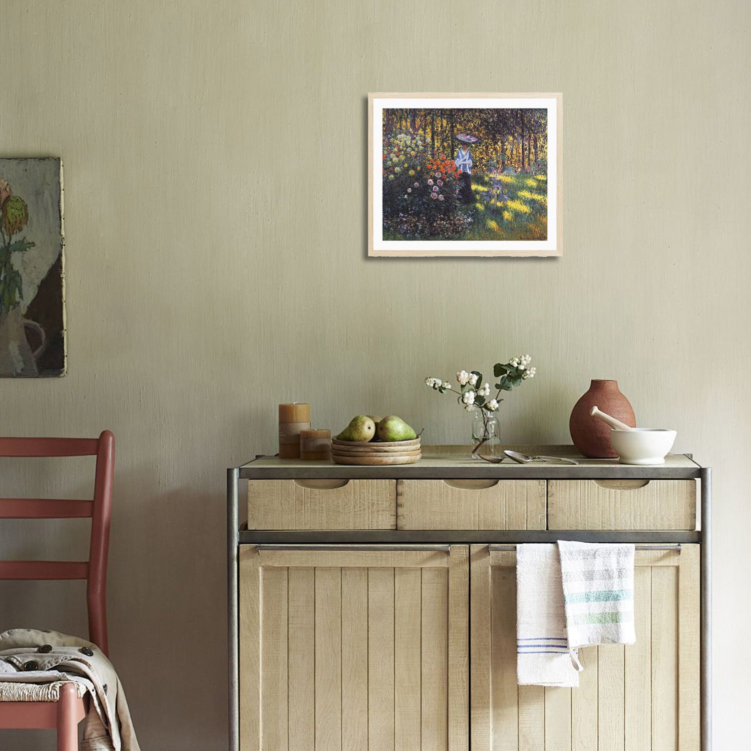 Claude Monet Wall Art Woman With A Parasol In The Garden In Argenteuil Poster Framed