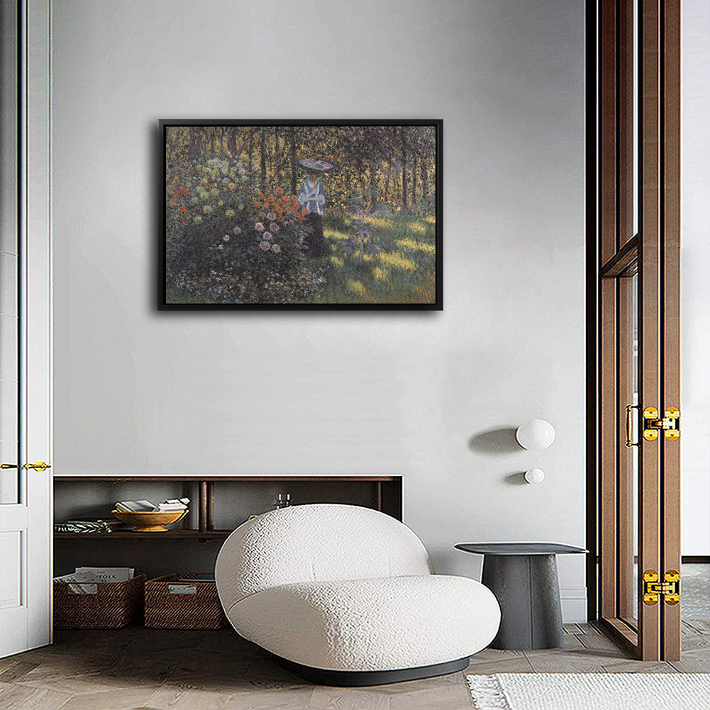 Woman With Parasol In The Garden Canvas Art